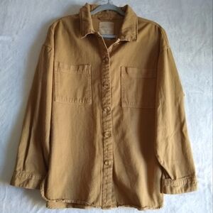 Alter'd State Tan Casual Button Down Shirt with Long Sleeves and Relaxed Fit